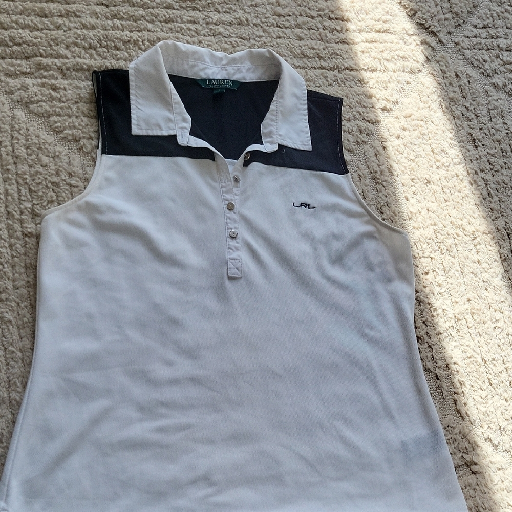 Lauren Ralph Lauren Black and White Sleeveless Polo